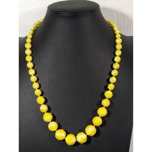 Vintage Yellow Graduated Lucite Bead Necklace Classic MCM 22"